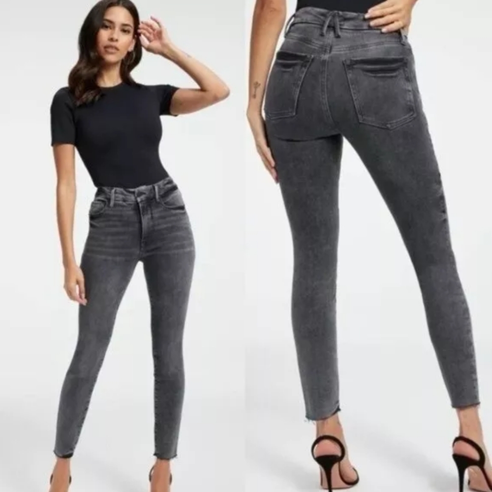 Good American High-Rise Skinny Jeans in Washed Black